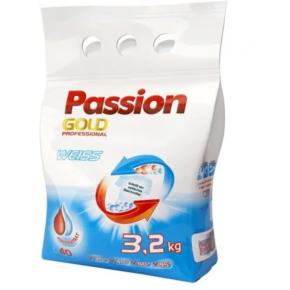 Стиральный порошок Passion Gold Weiss 3.2 кг, для белого белья, 40 циклов стирки, п/э (4260145996040)