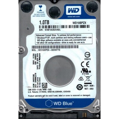 Накопитель HDD 2.5" SATA 1.0TB WD Blue 5400rpm 128MB (WD10SPZX)