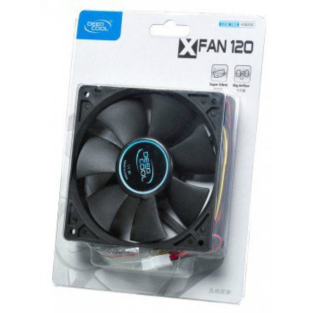 Вентилятор DeepCool XFAN 120, 120х120х25мм, 3-pin+Molex, черный