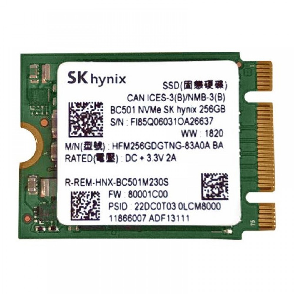 Накопичувач SSD 256GB SK hynix BC501 M.2 2230 NVMe PCIe 3.0 x4 (HFM256GDGTNG-83A0A)