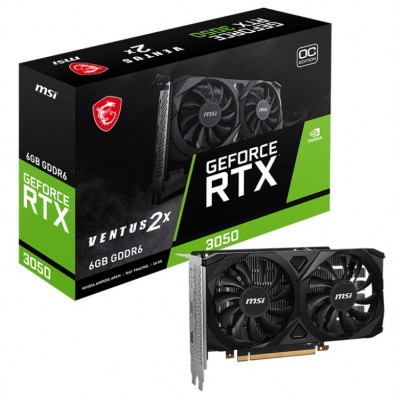 Видеокарта GF RTX 3050 6GB GDDR6 Ventus 2X OC MSI (GeForce RTX 3050 VENTUS 2X 6G OC)