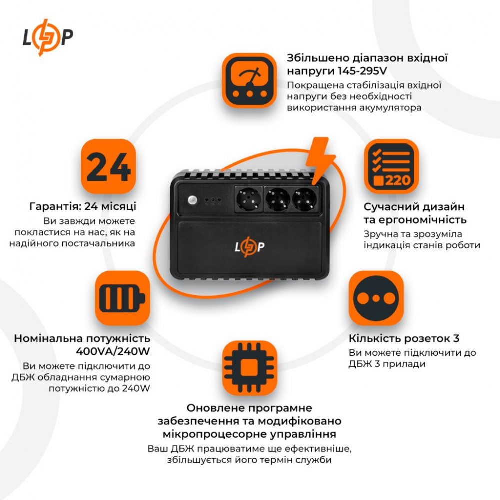 Источник бесперебойного питания LogicPower LP-400VA-3PS