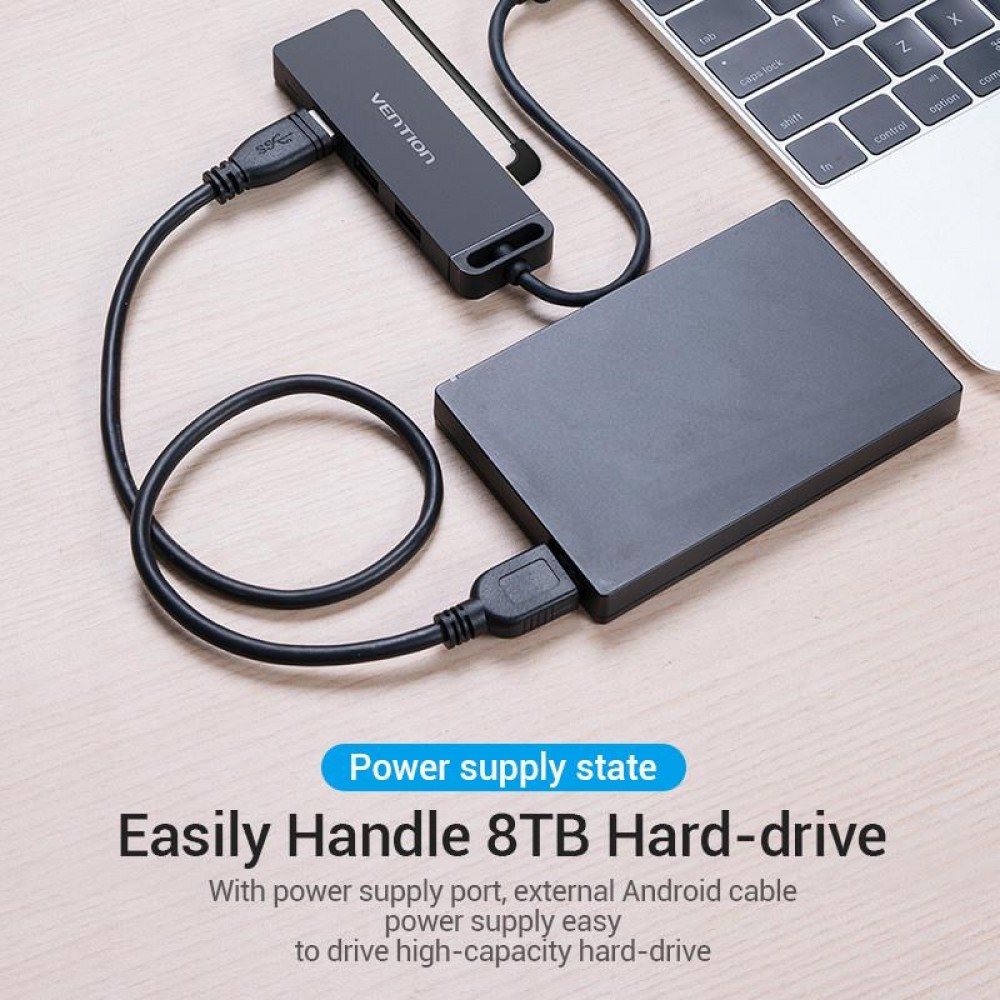 Концентратор Vention 4-Port с micro USB питанием 0.15M Black (TGKBB)