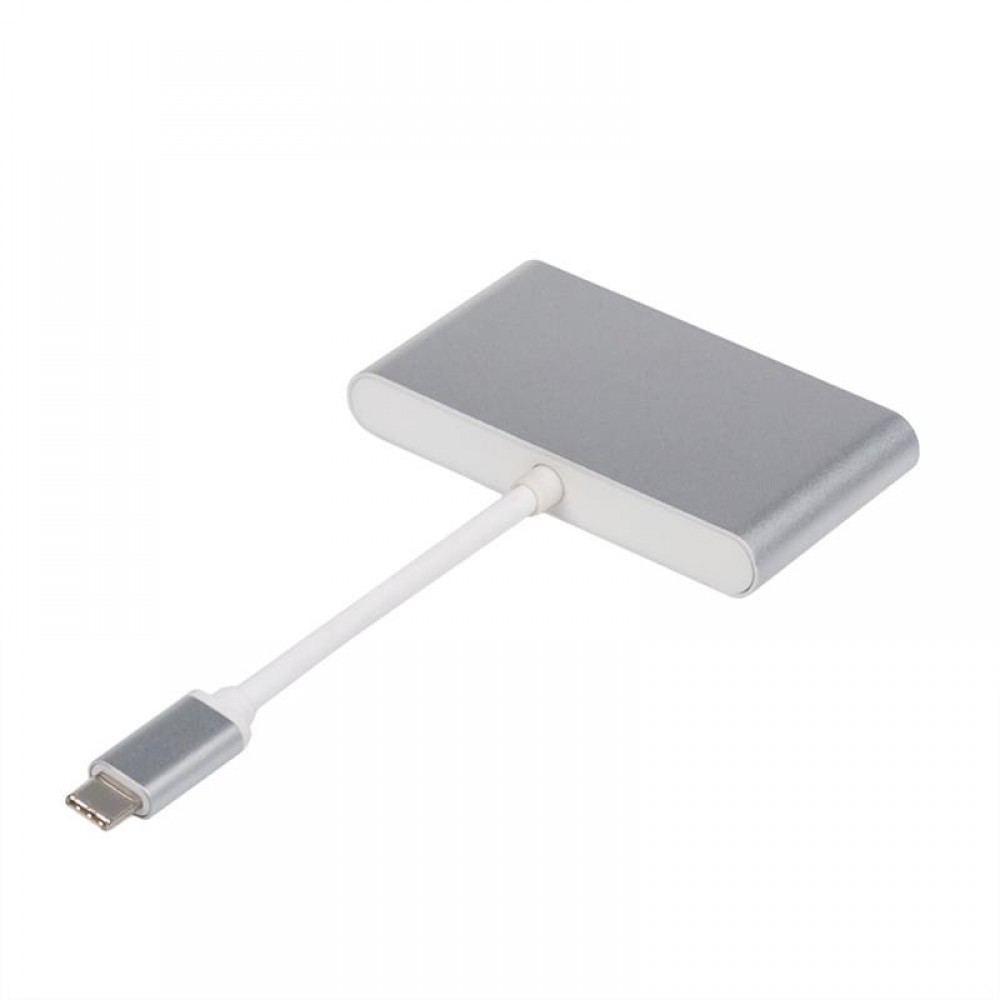 Концентратор USB Type-CAtcom 3хUSB3.0, USB Type-C, 0.1м, металл Silver (12808)