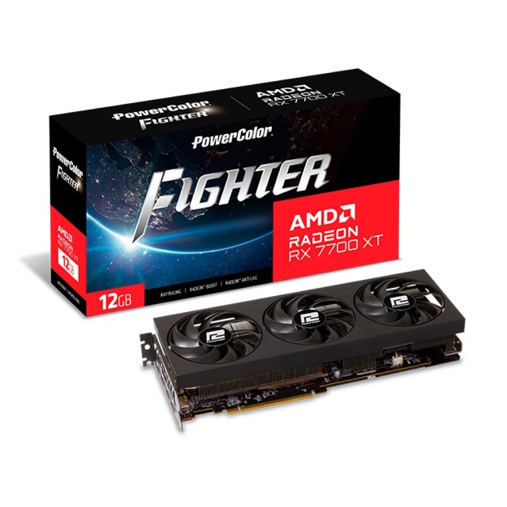 Відеокарта AMD Radeon RX 7700 XT 12GB GDDR6 Fighter PowerColor (RX 7700 XT 12G-F/OC)