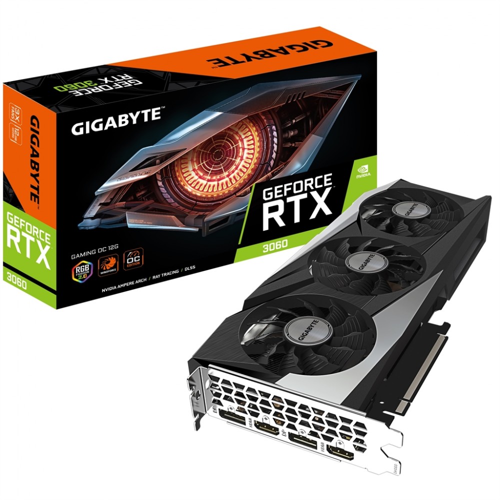 Видеокарта GF RTX 3060 12GB GDDR6 Gaming OC Gigabyte (GV-N3060GAMING OC-12GD 2.0) (LHR)