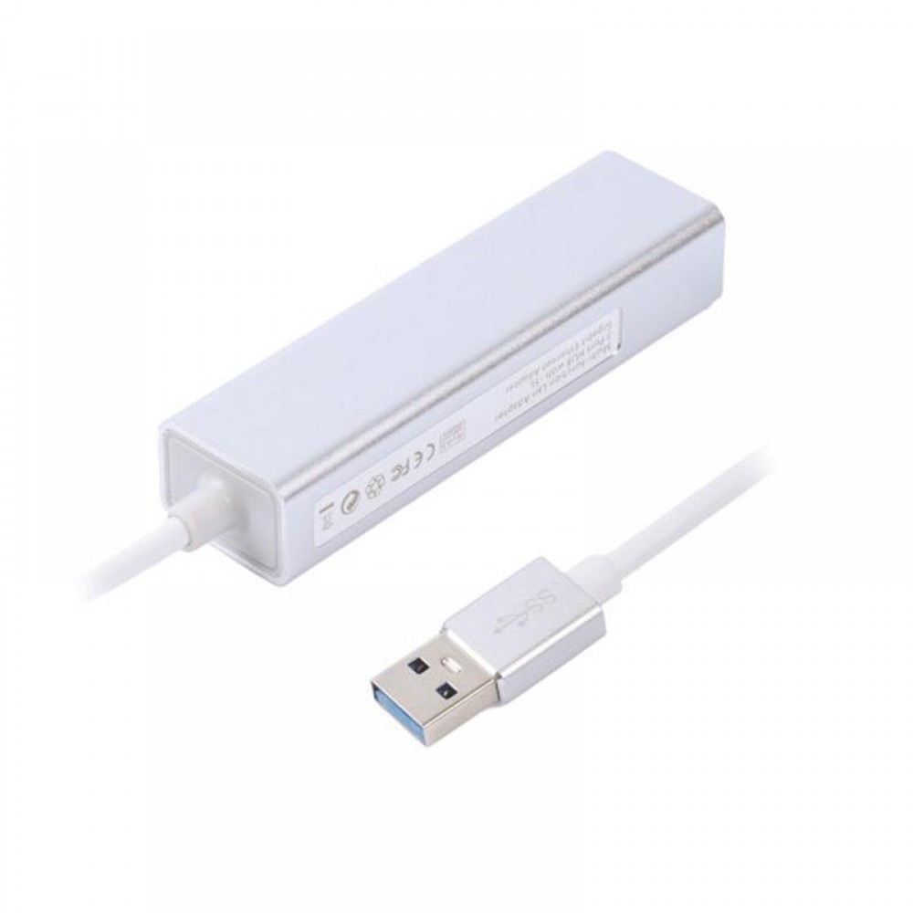 Концентратор USB Maxxter 3хUSB3.0, RJ-45, металл, Grey (NEAH-3P-01)