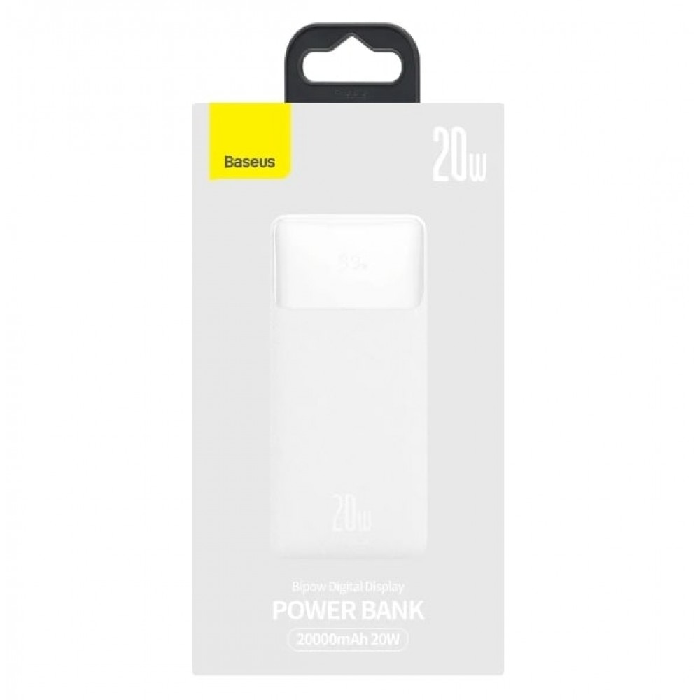 Универсальная мобильная батарея Baseus Bipow 20W 20000 mAh White (PPDML-M02) (1283126558771)