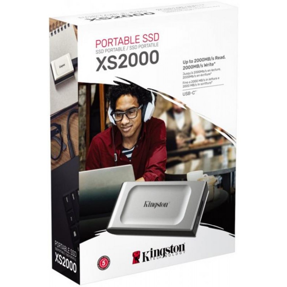 Накопитель наружный SSD Portable USB 500GB Kingston XS2000 Silver (SXS2000/500G)