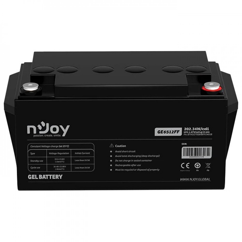 Аккумуляторная батарея Njoy GE6512FF 12V 65AH (BTVGCFTEBHBFFCN01B) GEL