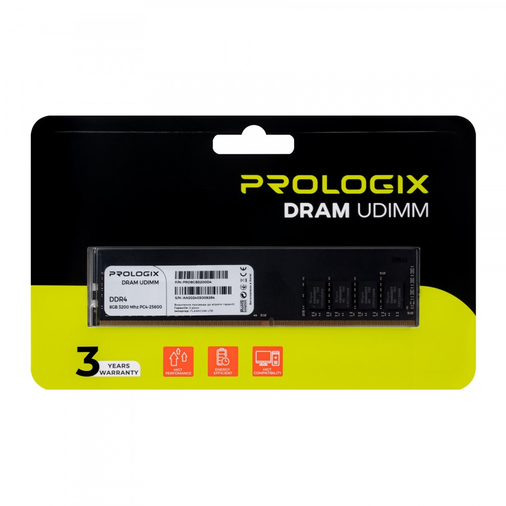 Модуль памяти DDR4 8GB/3200 Prologix (PRO8GB3200D4)