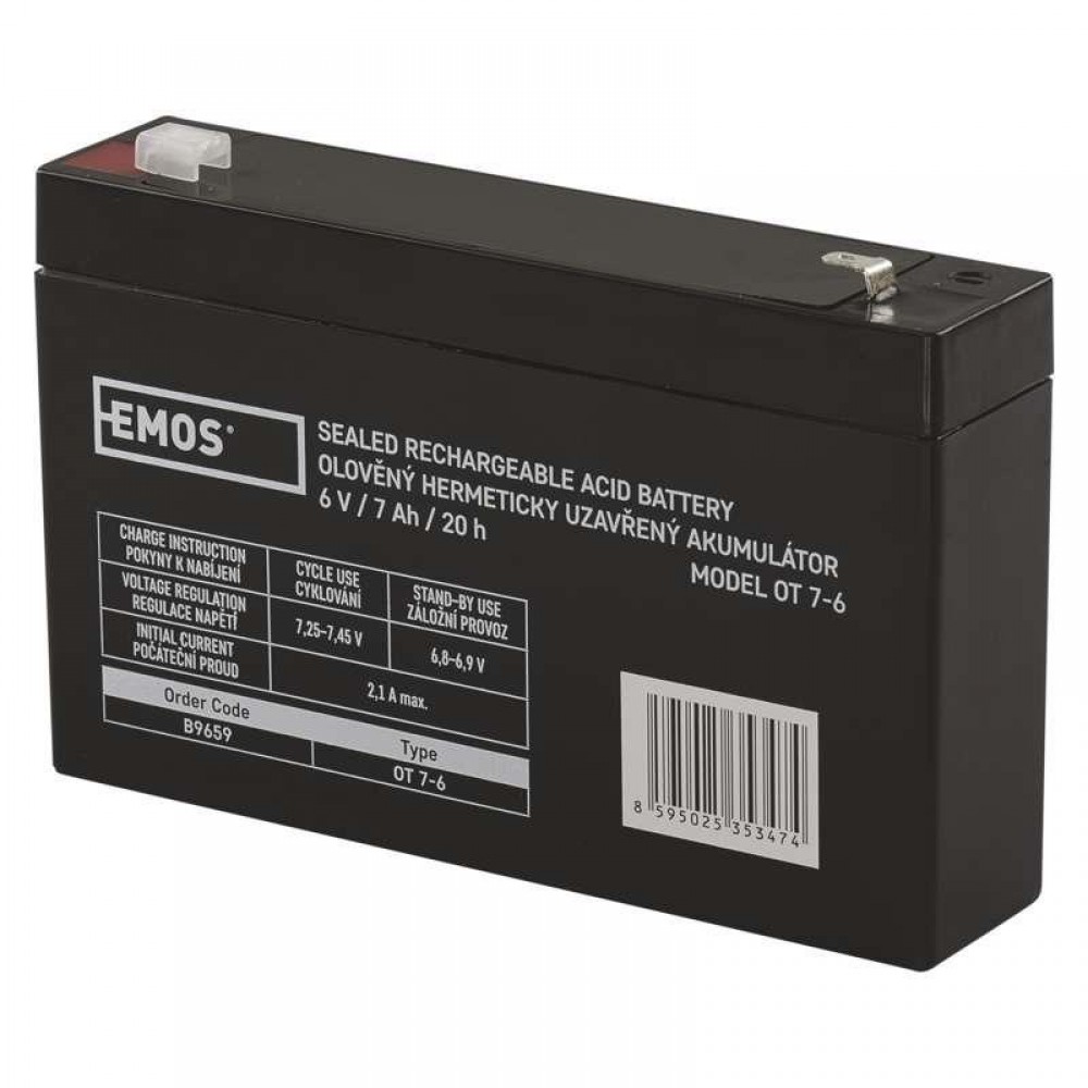 Аккумуляторная батарея Emos B9659 6V 7AH (FAST.4.7 MM) AGM