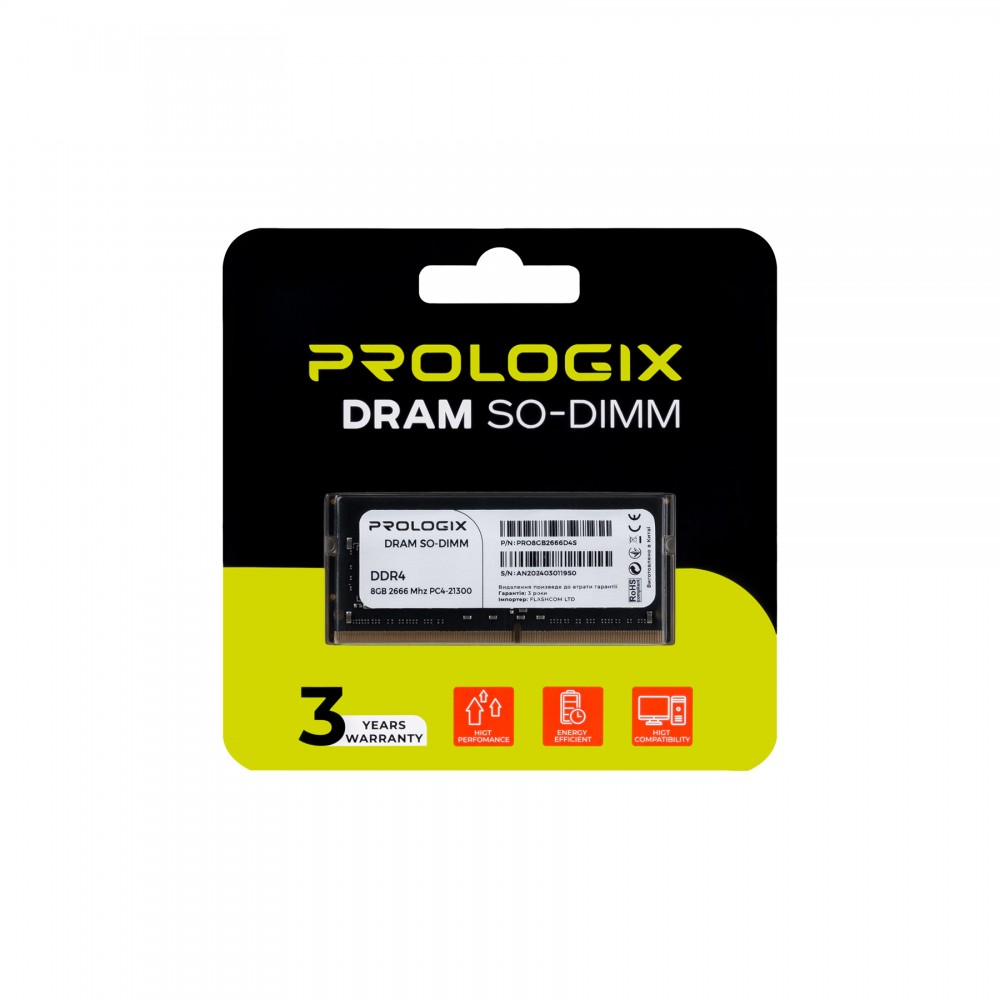 Модуль памяти SO-DIMM 8GB/2666 DDR4 Prologix (PRO8GB2666D4S)