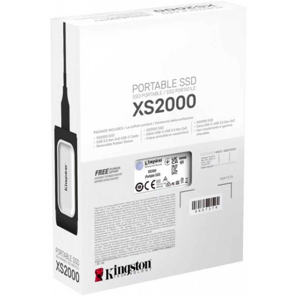 Накопитель наружный SSD Portable USB 500GB Kingston XS2000 Silver (SXS2000/500G)