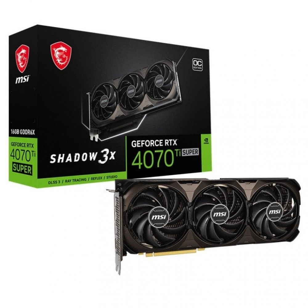 Видеокарта GF RTX 4070 Ti Super 16GB GDDR6X Shadow 3X OC MSI (GeForce RTX 4070 Ti Super 16G SHADOW 3X OC)