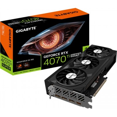 Видеокарта GF RTX 4070 Ti Super 16GB GDDR6X Windforce OC Gigabyte (GV-N407TSWF3OC-16GD)