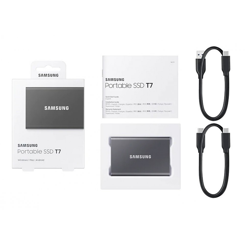 Накопитель наружный SSD 2.5" USB 2.0TB Samsung T7 Titan Gray (MU-PC2T0T/WW)