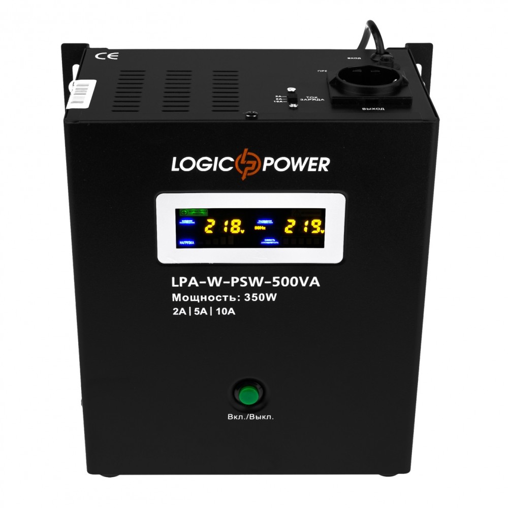 ИБП LogicPower LPA-W-PSW-500VA (350Вт)2A/5A/10A, Lin.int., AVR, 1 x евро, LCD, металл, с правильной