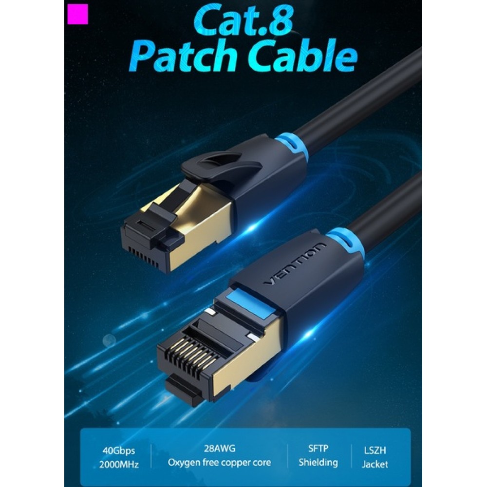 Патч-корд CAT 8 SFTP Ethernet, 0.5 m, Black (IKABD)