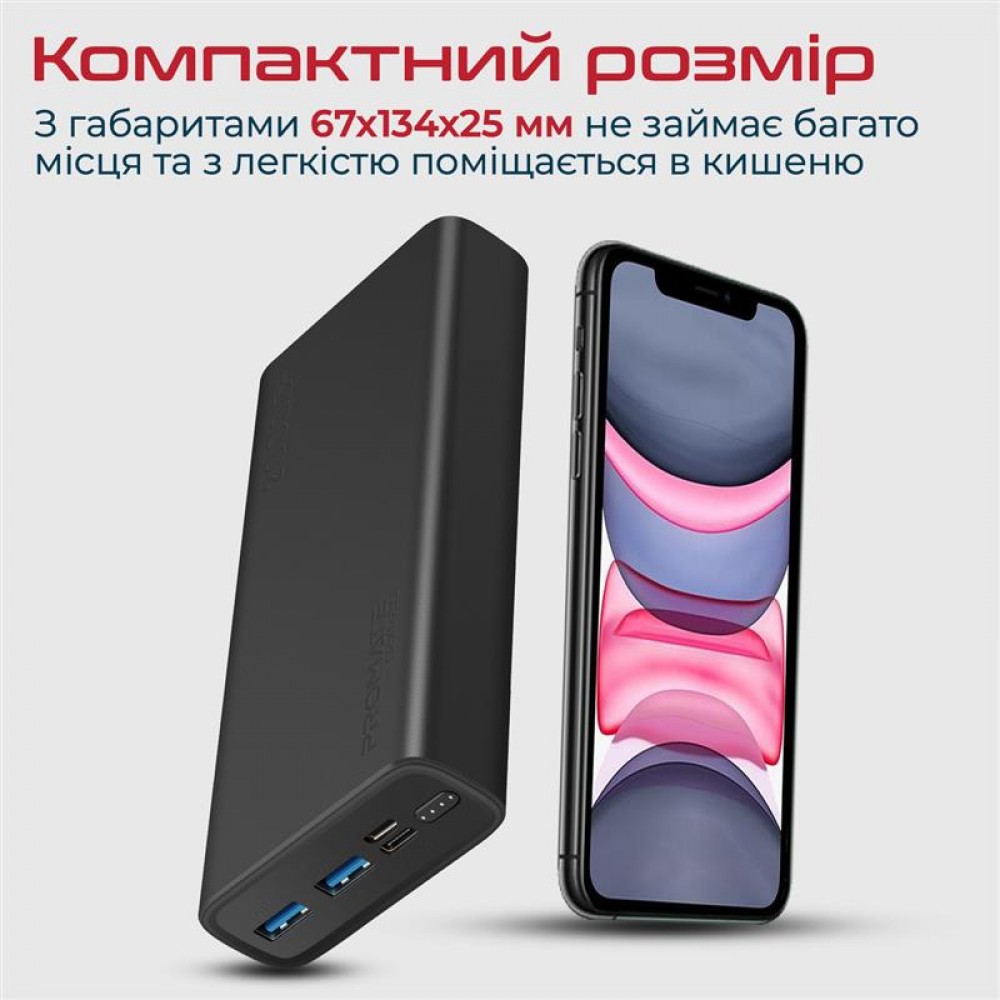 Универсальная мобильная батарея Promate Bolt-20 Black 20000mAh