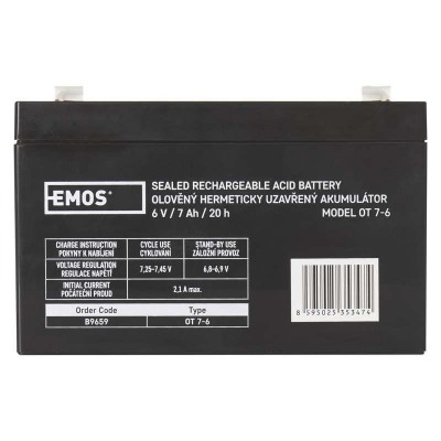 Аккумуляторная батарея Emos B9659 6V 7AH (FAST.4.7 MM) AGM