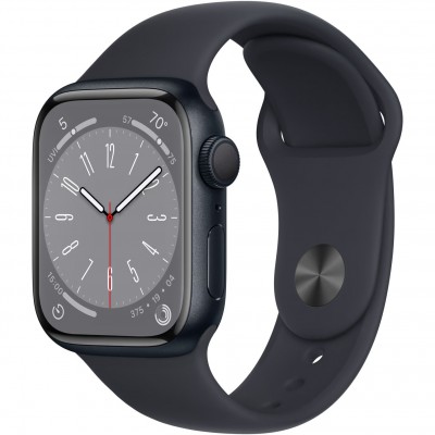 Смарт-часы Apple Watch Series 8 GPS 41mm Midnight Aluminium Case с Midnight Sport Band - Regular (MNP53UL/A)