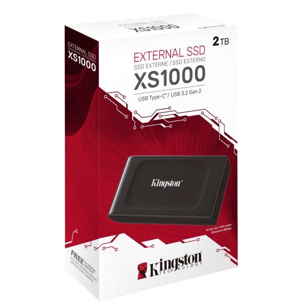 Накопитель наружный SSD Portable USB 2.0ТB Kingston SXS1000 Black (SXS1000/2000G)