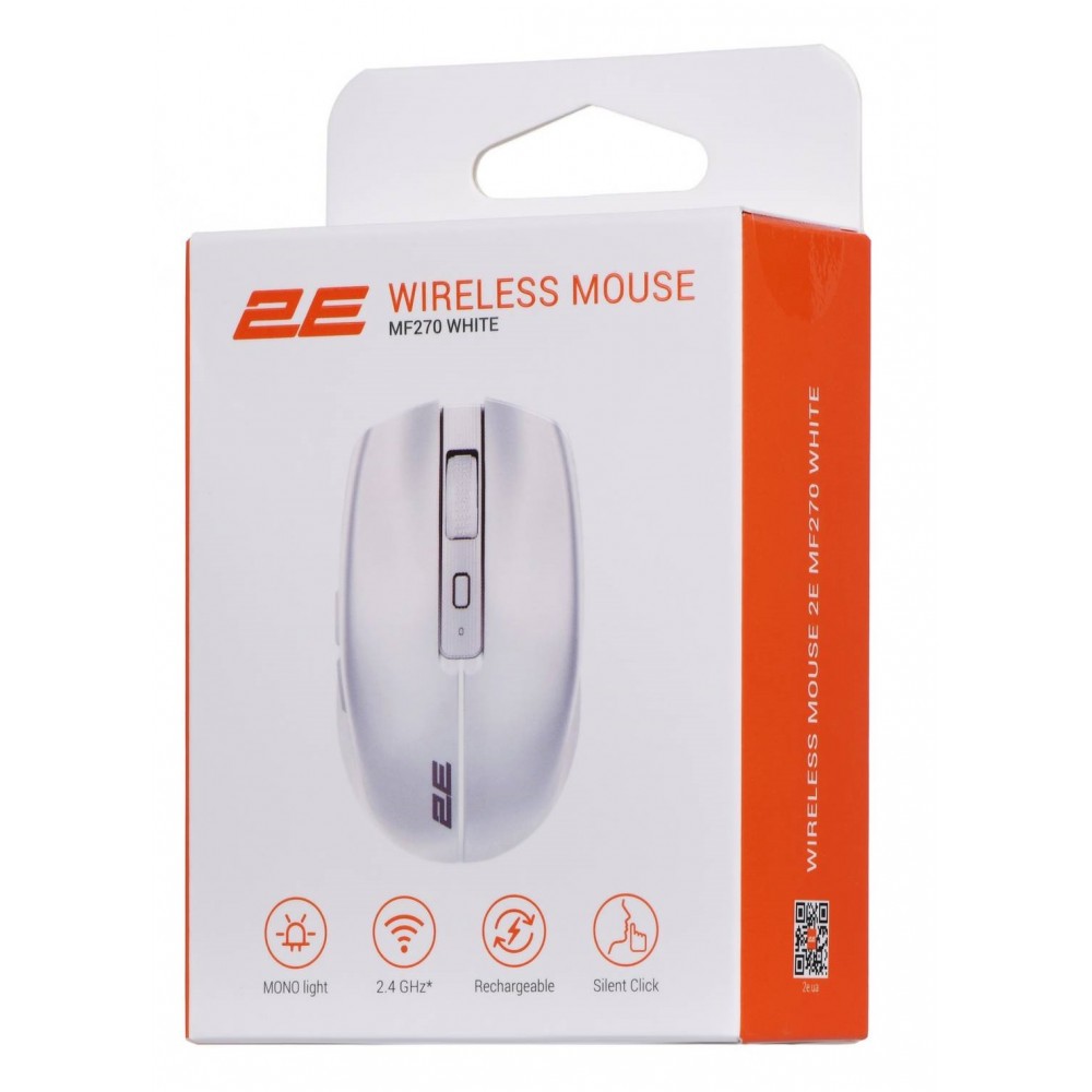 Мышь беспроводная 2E MF270 Silent Rechargeable WL White (2E-MF270WWH)