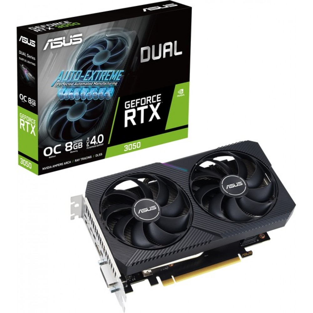 Видеокарта GF RTX 3050 8GB GDDR6 Dual OC V2 Asus (DUAL-RTX3050-O8G-V2)