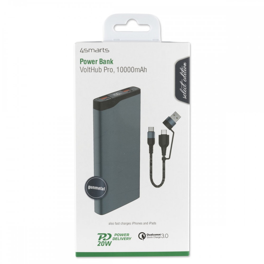 Power Bank 4smarts VoltHub Pro 10000mAh 22.5W with Quick Charge, PD gunmetal *Select Edition*