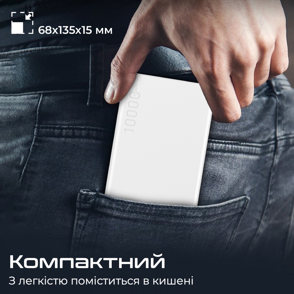 Универсальная мобильная батарея Promate Bolt-10Pro White 10000mAh