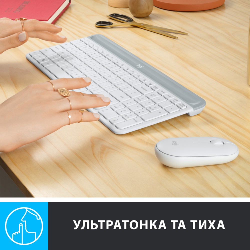 Комплект (клавиатура, мышка) беспроводной Logitech MK470 White USB (920-009205)