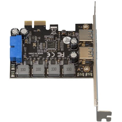 Плата расширения Frime (ECF-PCIEtoUSB006.LP) PCI-E to USB3.0 (2 порта) 3A/порт+19pin NEC720201