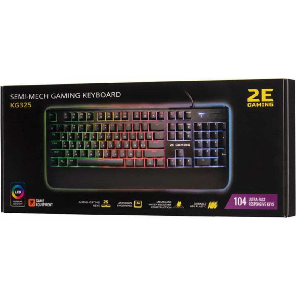 Клавіатура 2E Gaming KG325UB LED Ukr Black (2E-KG325UB)