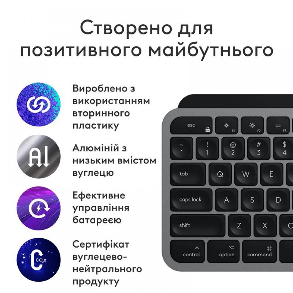 Комплект (клавиатура, мышь) беспроводной Logitech MX Keys Combo for Mac Space Grey (920-012845)