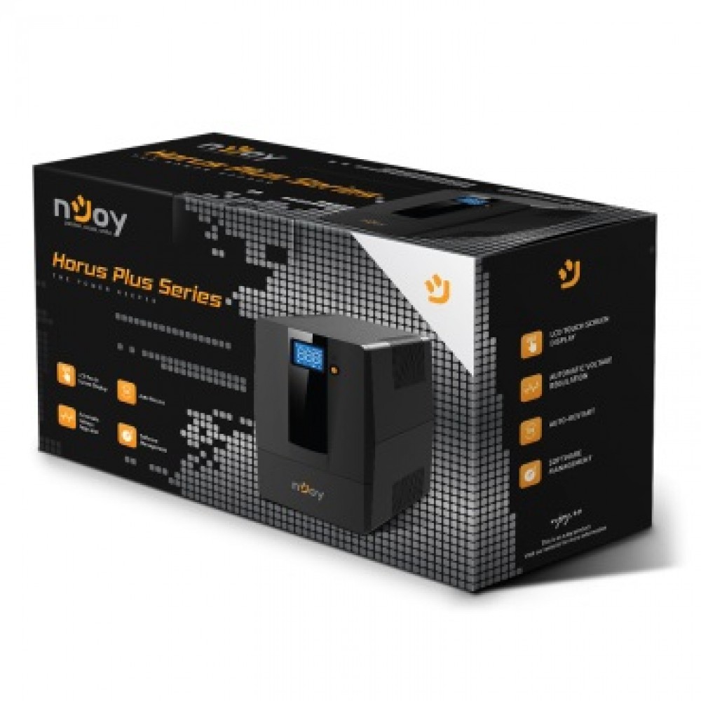 ИБП Njoy Horus Plus 800 (PWUP-LI080H1-AZ01B) Lin.int., AVR, 2 x евро, USB, LCD, пластик