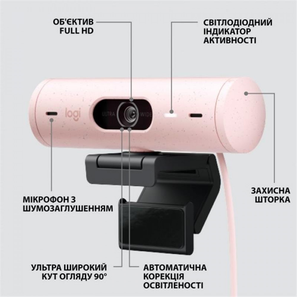 Веб-камера Logitech Brio 500 Rose (960-001421)