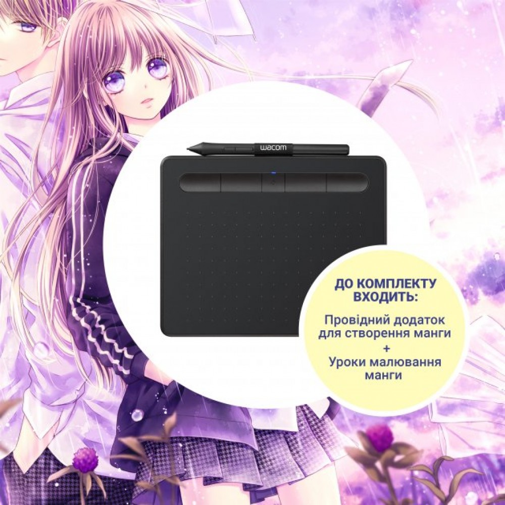 Графический планшет Wacom Intuos S Bluetooth Black Manga (CTL-4100WLK-M)