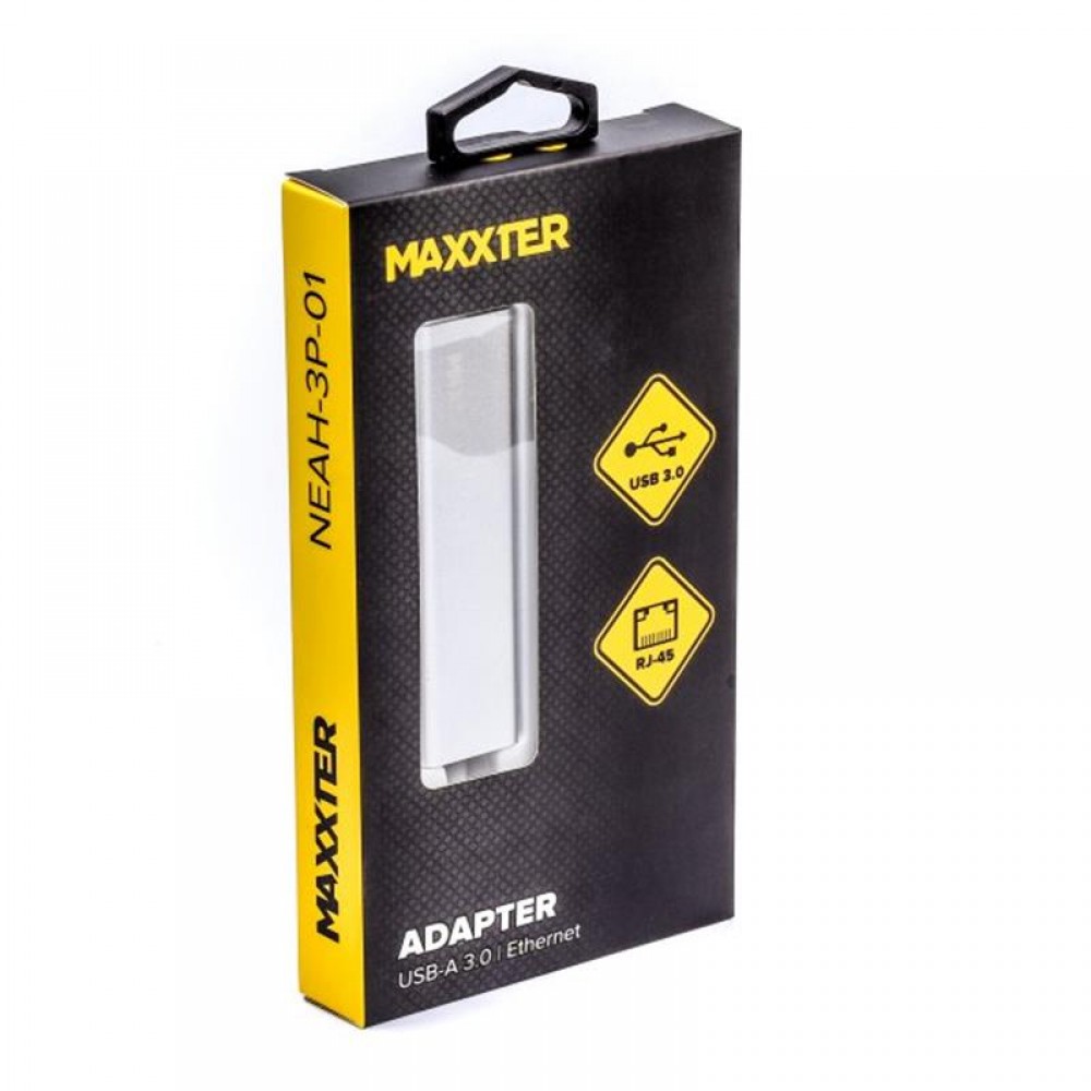 Концентратор USB Maxxter 3хUSB3.0, RJ-45, металл, Grey (NEAH-3P-01)