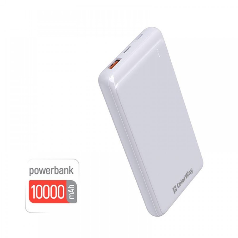 Power Bank ColorWay Slim PD 10000mAh White (CW-PB100LPG3WT-PD)