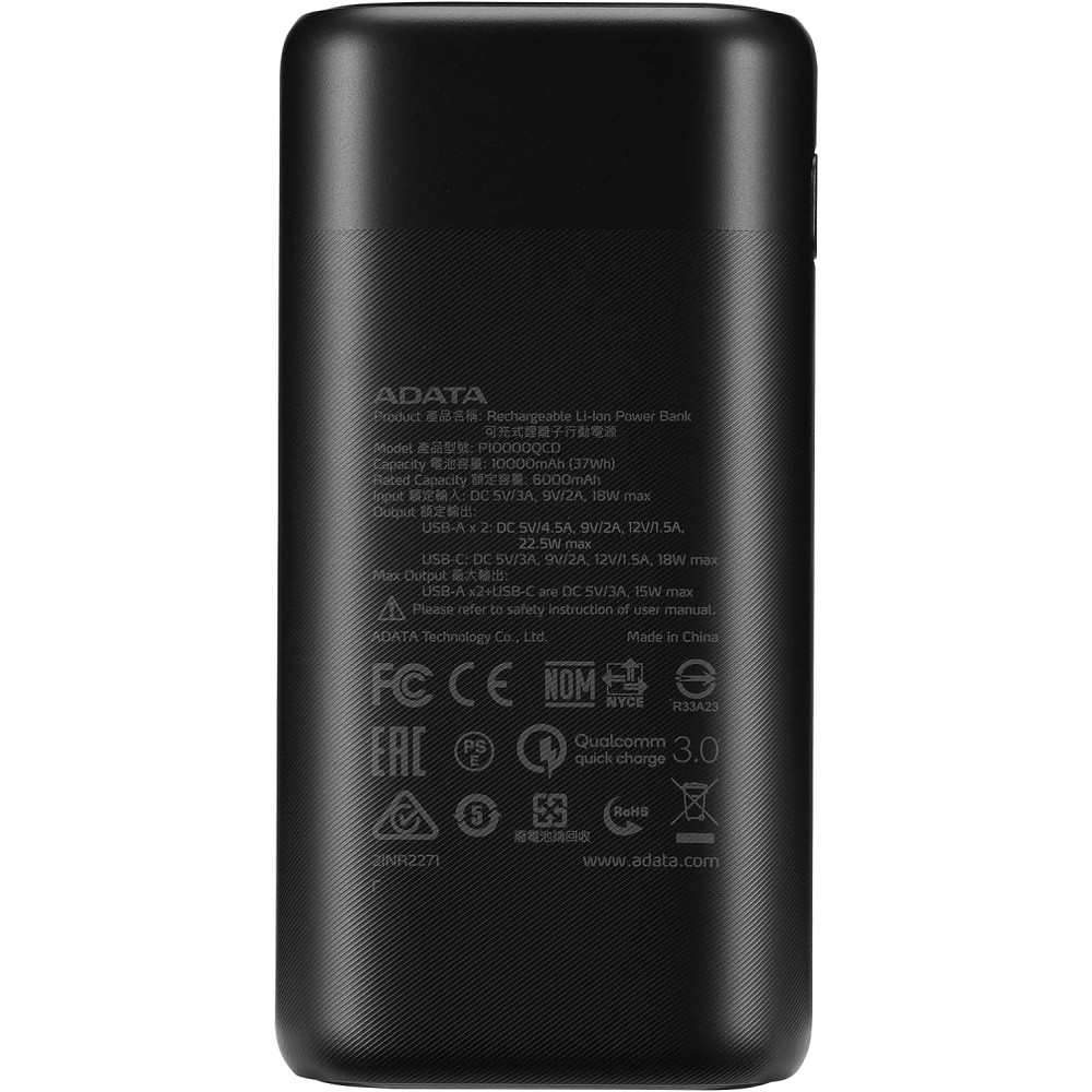 Універсальна мобільна батарея A-DATA P10000QCD 10000mAh Black (AP10000QCD-DGT-CBK)