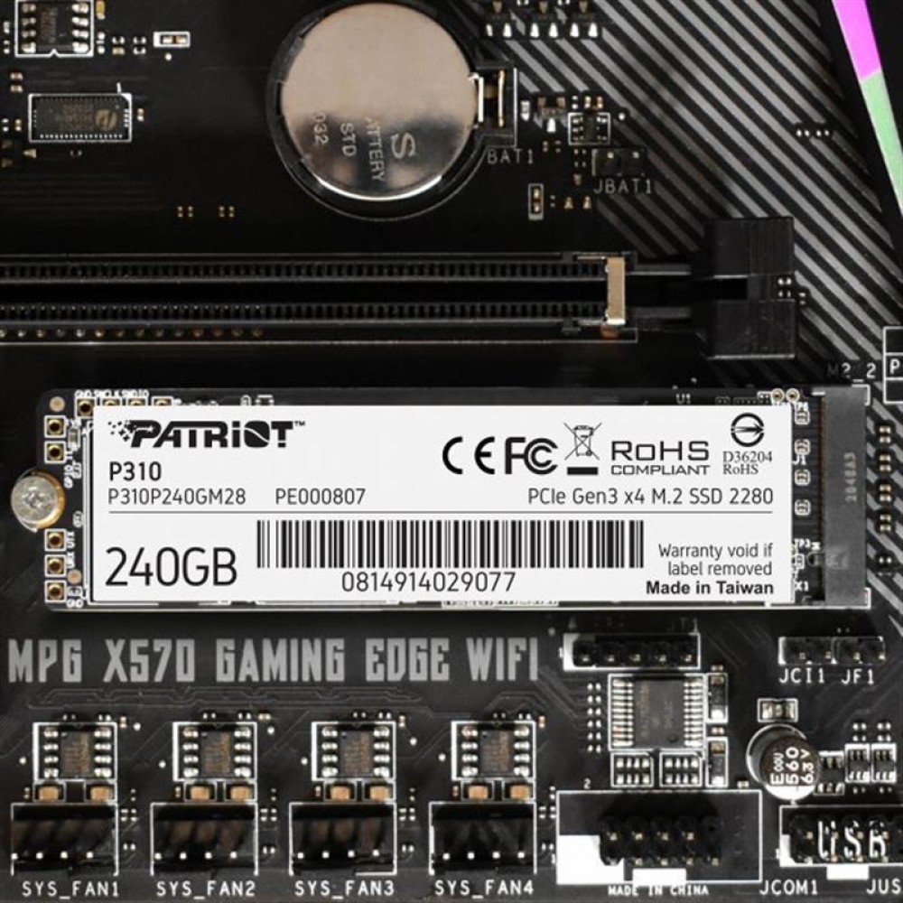 Накопитель SSD 240GB Patriot P310 M.2 2280 PCIe NVMe 3.0 x4 TLC (P310P240GM28)