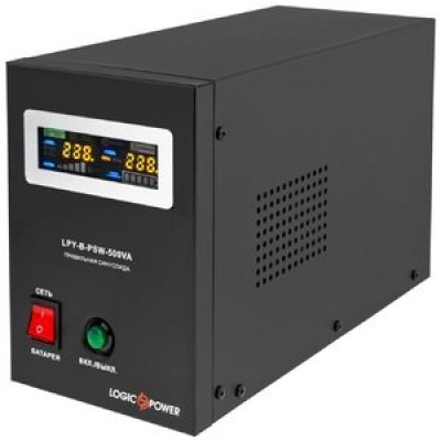 ИБП LogicPower LPY-B-PSW-500VA+ (350Вт)5A/10A, Lin.int., AVR, 2 x евро, LCD, металл, с правильной си