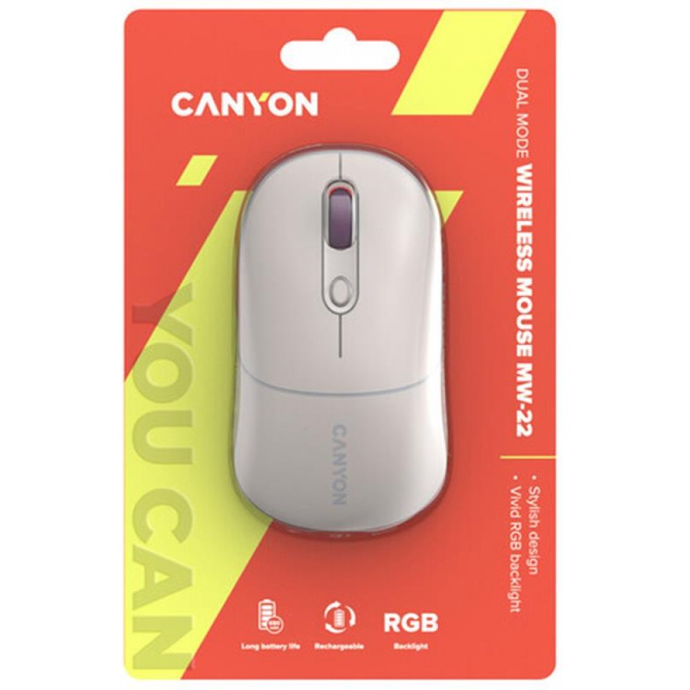 Мышь беспроводная Canyon MW-22 Dual Band RGB Wireless Rice (CNS-CMSW22RC)