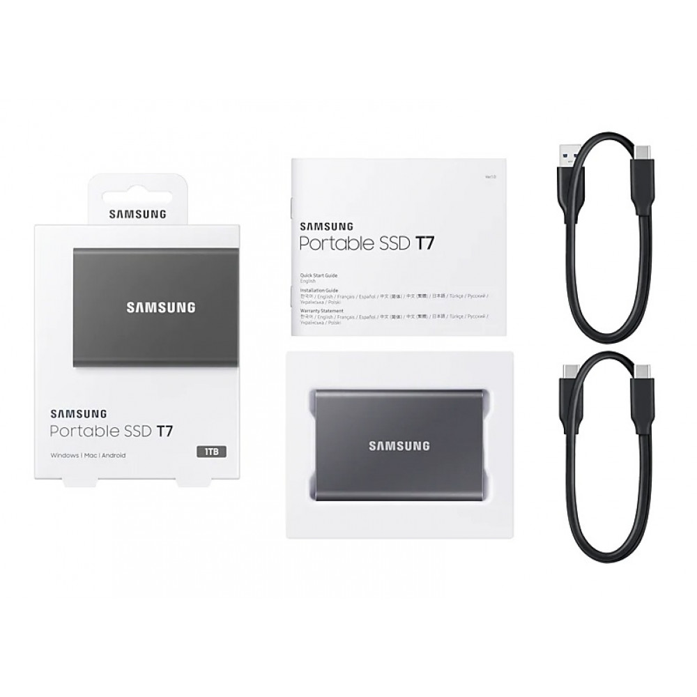 Накопитель наружный SSD 2.5" USB 1.0TB Samsung T7 Titan Gray (MU-PC1T0T/WW)