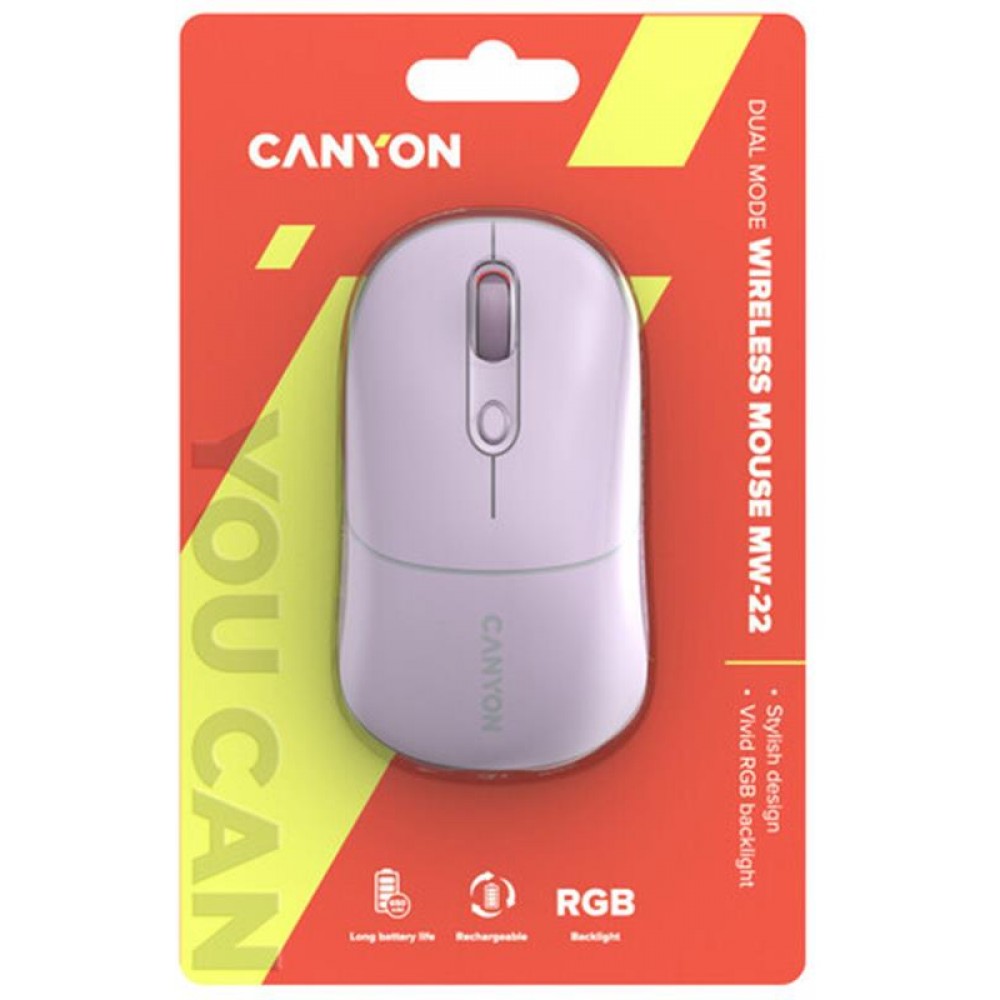 Миша бездротова Canyon MW-22 Dual Band RGB Wireless Pearl Rose (CNS-CMSW22PR)