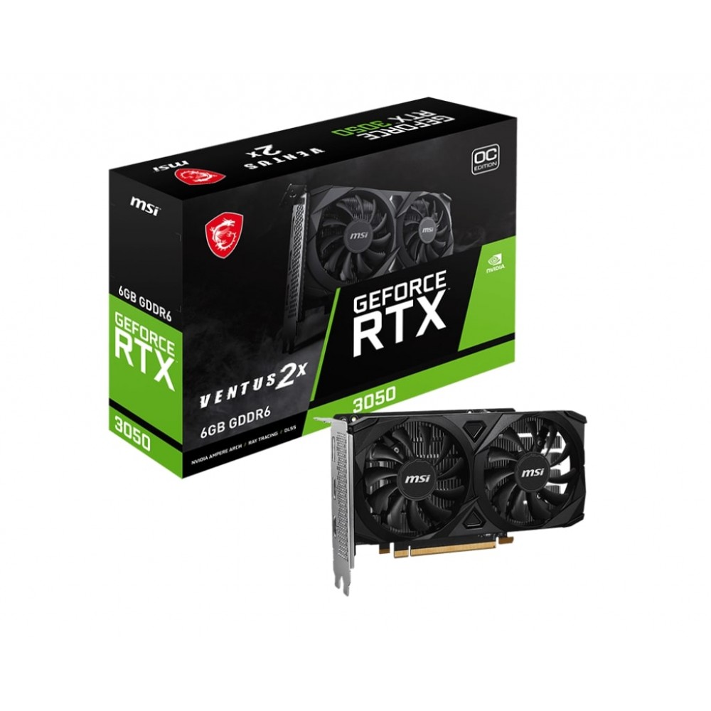 Видеокарта GF RTX 3050 6GB GDDR6 Ventus 2X E 6G OC MSI (GeForce RTX 3050 VENTUS 2X E 6G OC)