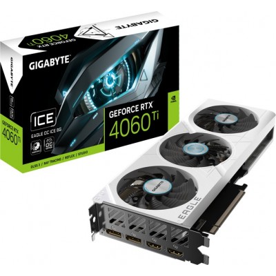 Видеокарта GF RTX 4060 Ti 8GB GDDR6 Eagle OC Ice Gigabyte (GV-N406TEAGLE OC ICE-8GD)