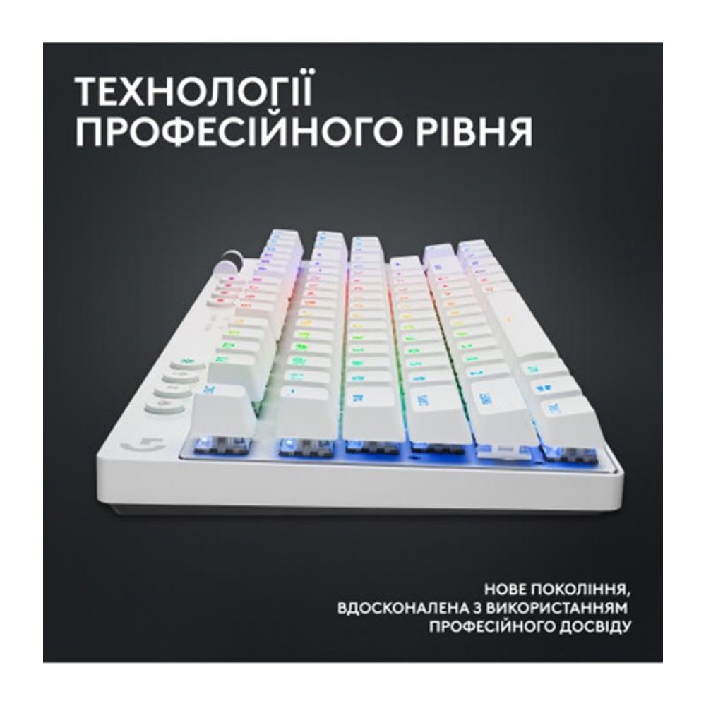 Клавiатура Logitech G PRO X TKL Lightspeed White Tactile (920-012148)