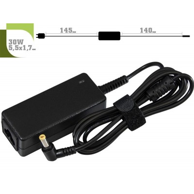 Адаптер питания 1StCharger для ноутбука Dell 19V 30W 1.58A 5.5х1.7мм + каб.живл. (AC1STDE30WC)